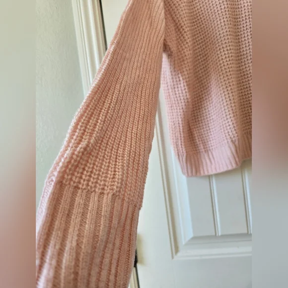 NWT Sanctuary Waffle Knit Sweater Blush Pink Sorry Not Sorry Crewneck S - Picture 6 of 10